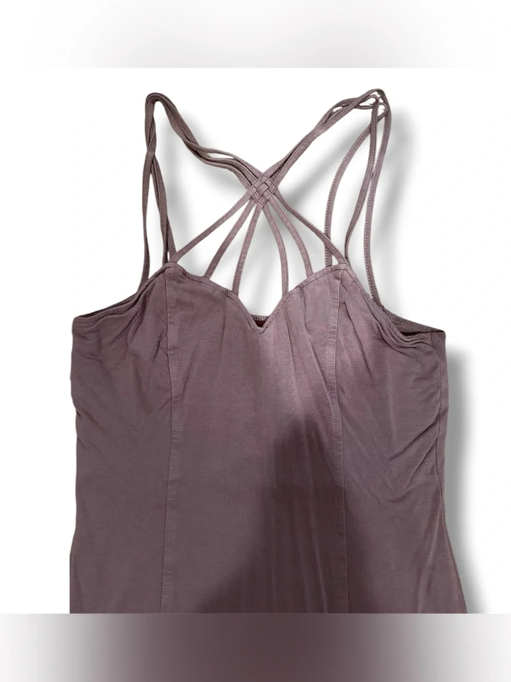 BKE Red Strappy Bodycon Tank Dress Mauve Taupe Size Medium